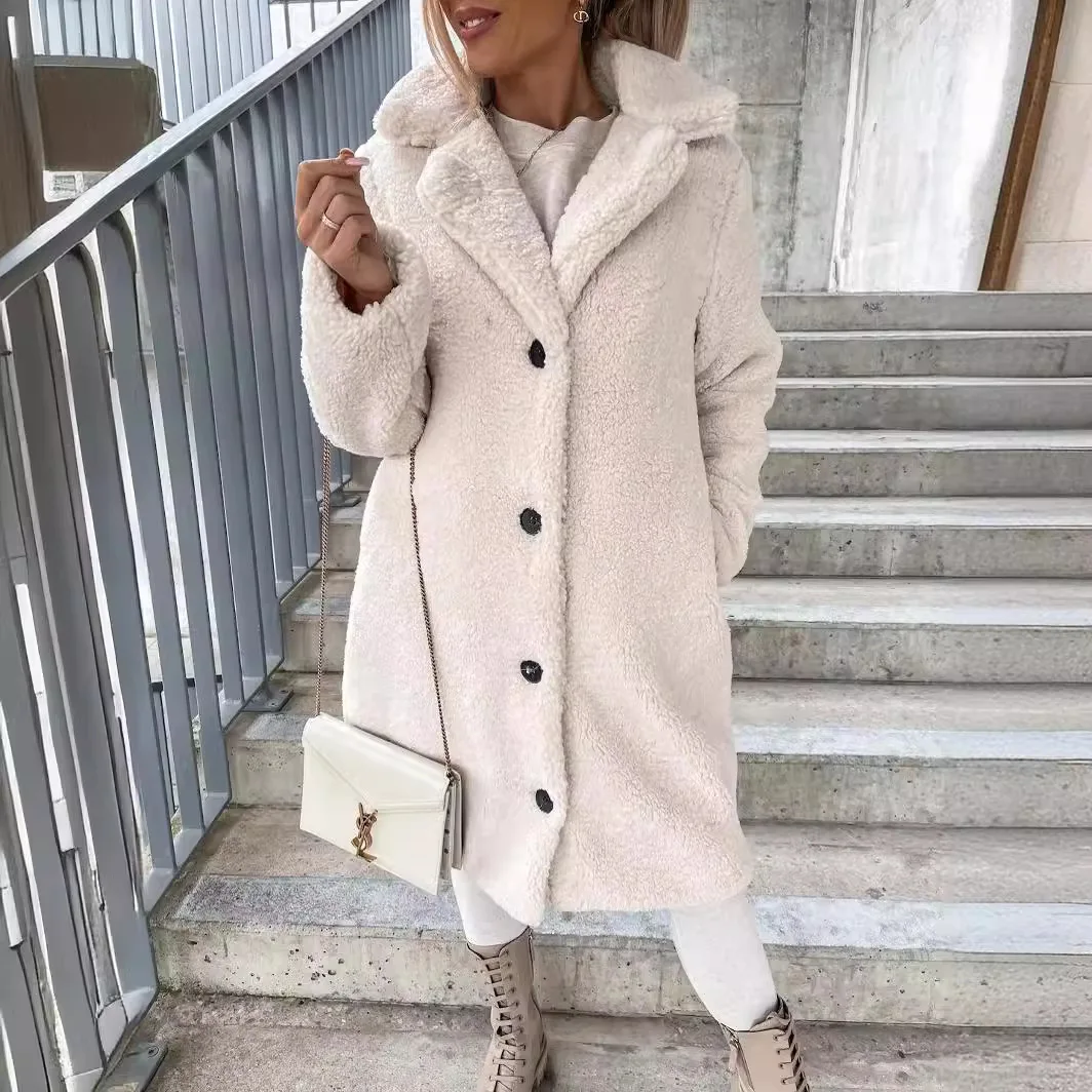 Women Winter Teddy Coat Female Warm Faux Fur England Coat Casual Oversized Soft Fluffy Fleece Jackets Overcoat