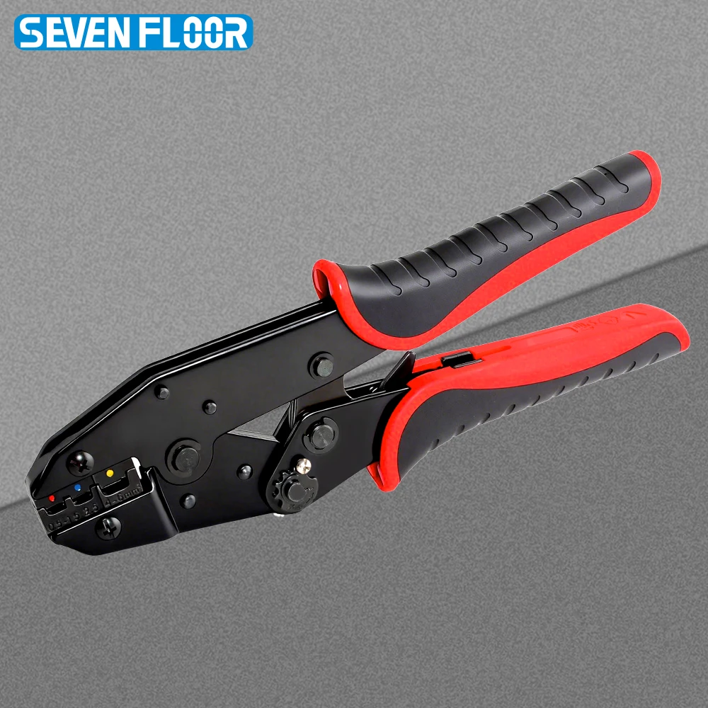 Ratchet Crimping Tool for Insulated Wire Terminals AWG 20-10 3 Cavity Terminal Crimper for Motorcycle Electrical Repair