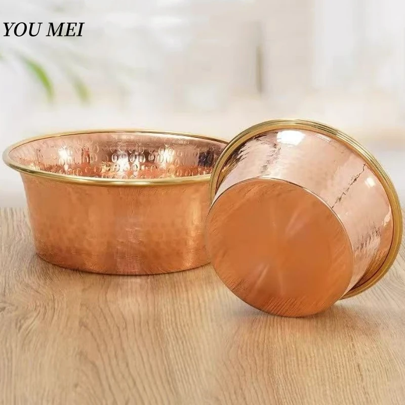 Buddhist Item Hammered Water God Basin,Red Copper Offering Bowl,Nepalese-Style Home Indoor Worship Tibetan Holy Cup Ornament