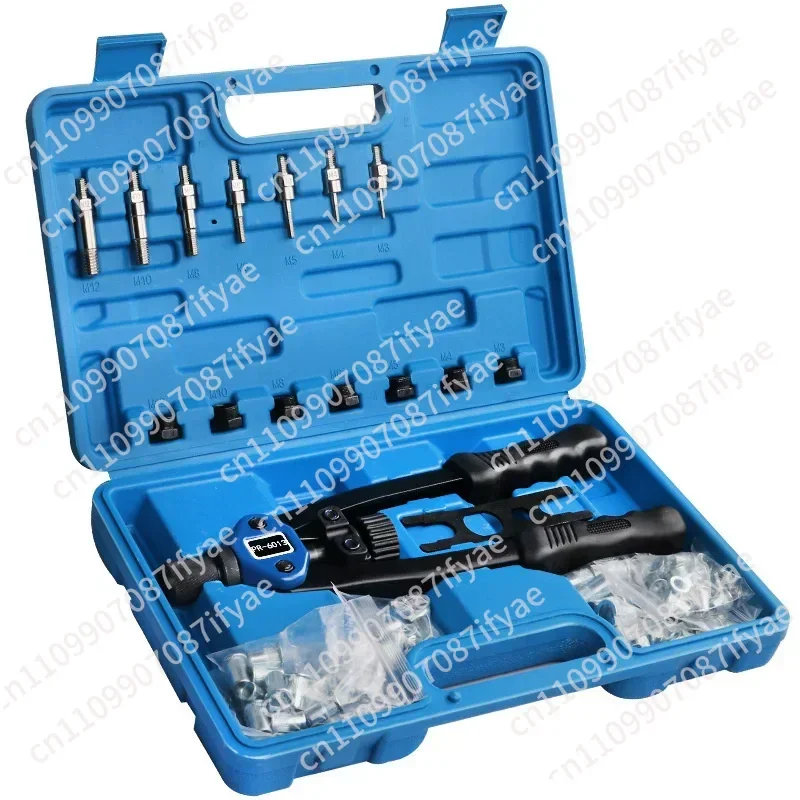 110-Piece manual ram gun/riveting machine nut tool M3-M12 threaded nut/double handle pull riveting