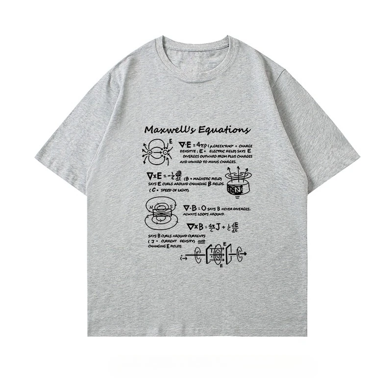 The Latest 2025 Magnetic Formula Pattern Printed Fashionable Casual Short-sleeved Men's and Women's Loose Street Top