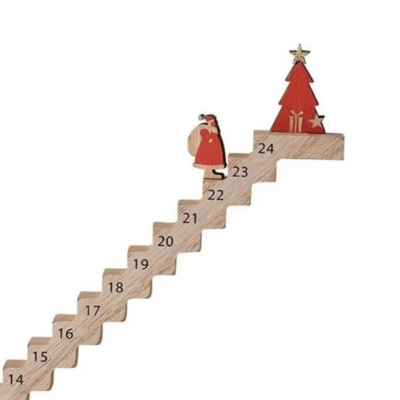 Escaleras de madera para escalar, calendario de Adviento de Navidad, calendario de cuenta regresiva de escalera de Papá Noel, juguete interactivo para escalar escaleras