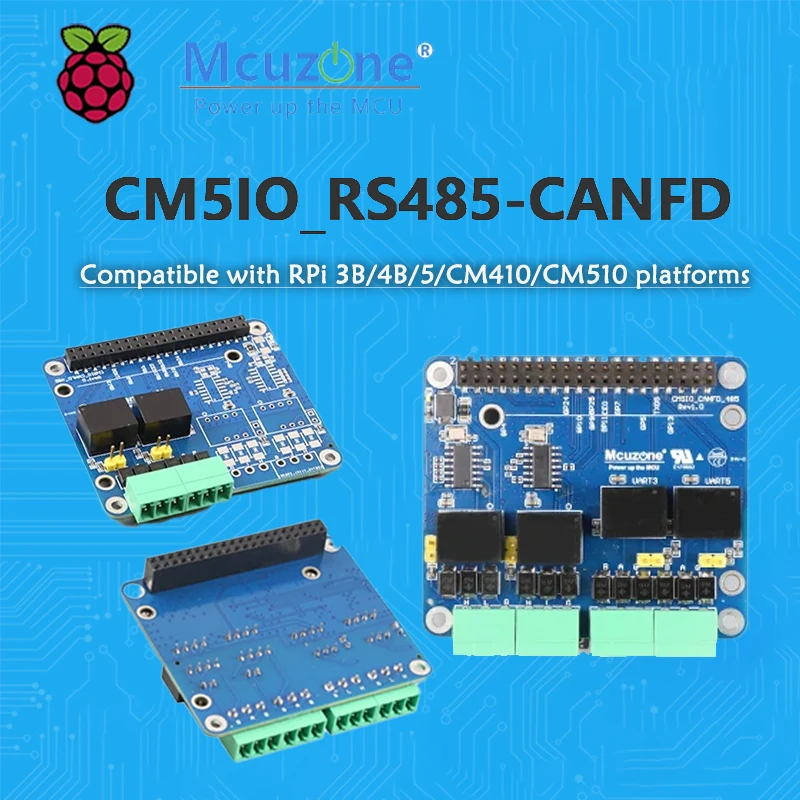 

Raspberry Pi CM5IO_RS485-CANFD module for Raspberry Pi CM5,RPi5,4B,3B,CM4,CM5IO platforms isolated RS485 / CANFD ports