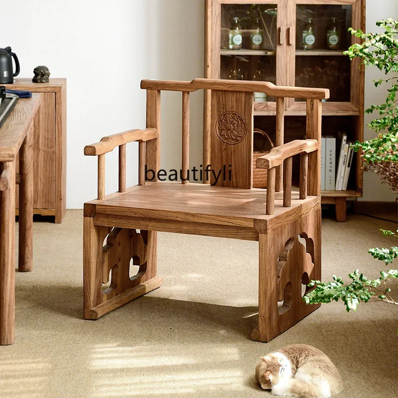 

Great discounts Old elm armchair solid wood master chair door panel sleeping zen chair tea room backrest log