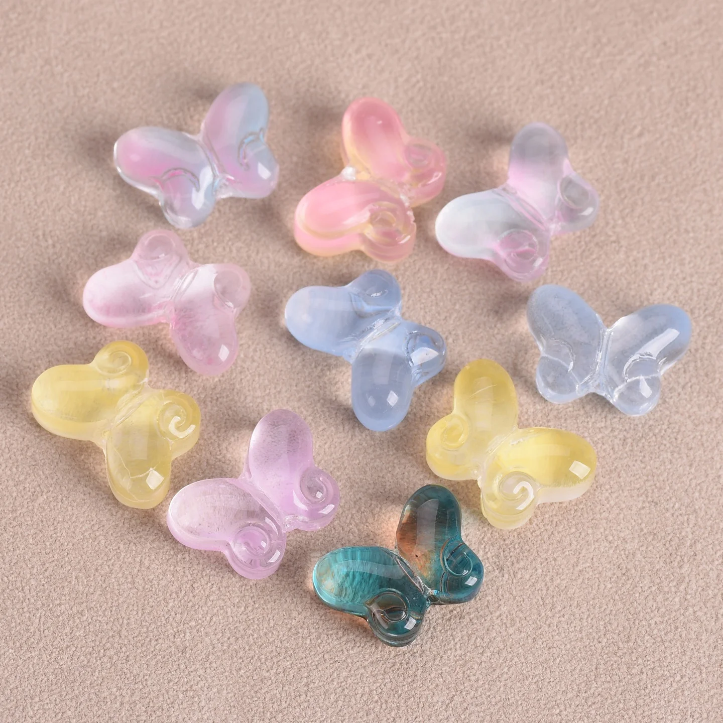 10pcs 10x14mm Butterfly Shape Lampwork Glass Loose Crafts Beads For Jewelry Making DIY Findings