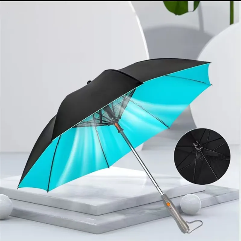 

USB Rechargeable Spray Fan Umbrella Double Reinforced Fan Umbrella Cooling Electric Fan Outdoor Working Walking Camping Travel