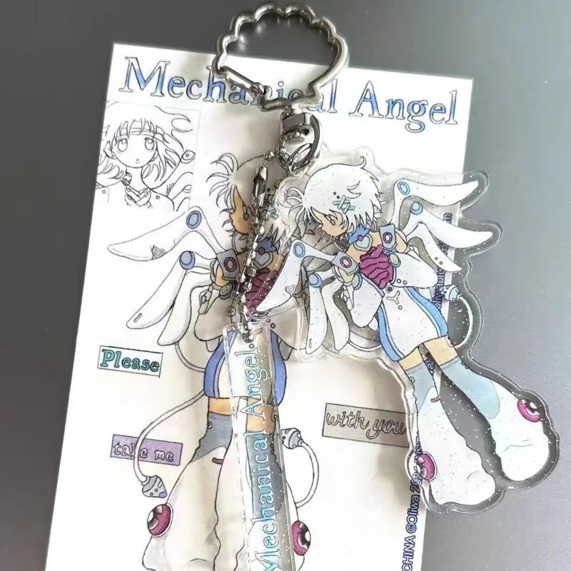 Mechanical Angel! Acrylic Keychain Transparent Girl's Heart Bag Hanging Decoration for School Season Gift