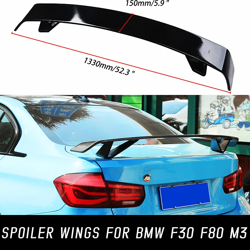 

For BMW 3 Series F30 F35 F80 M3 320i 325i 330i 2013 14 15 16 17 18 19 Carbon Glossy Black ABS Rear Trunk Lid Car Spoiler Wings