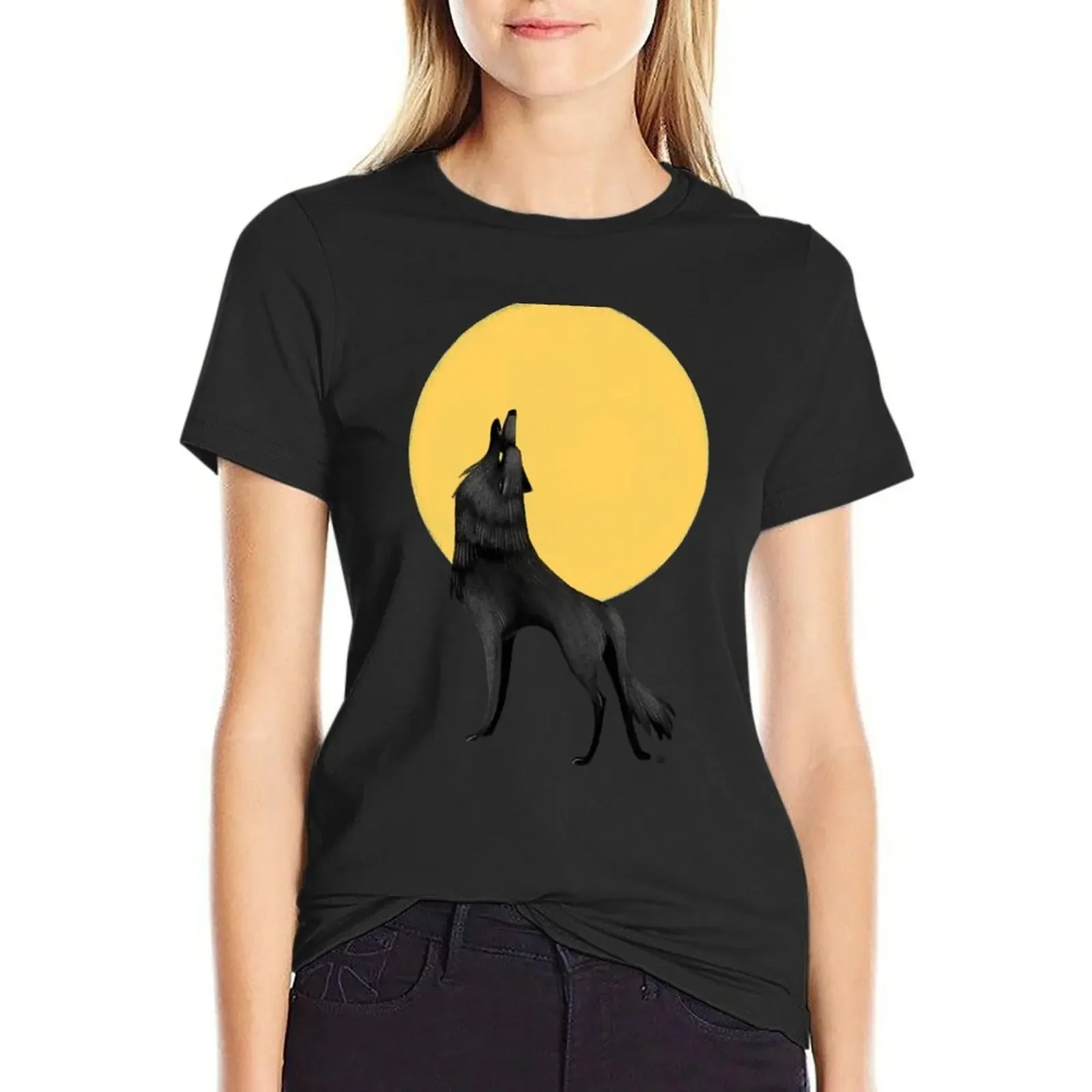 

Howling Wolf T-Shirt customizeds funnys kawaii clothes t-shirt dress for Women plus size