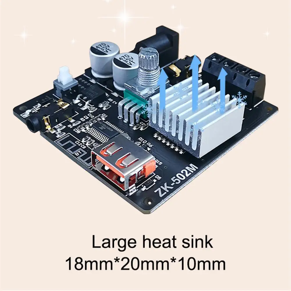 

ZK-502M Мини Bluetooth-совместимая плата усилителя мощности звука 5.0 50WX2 Стерео