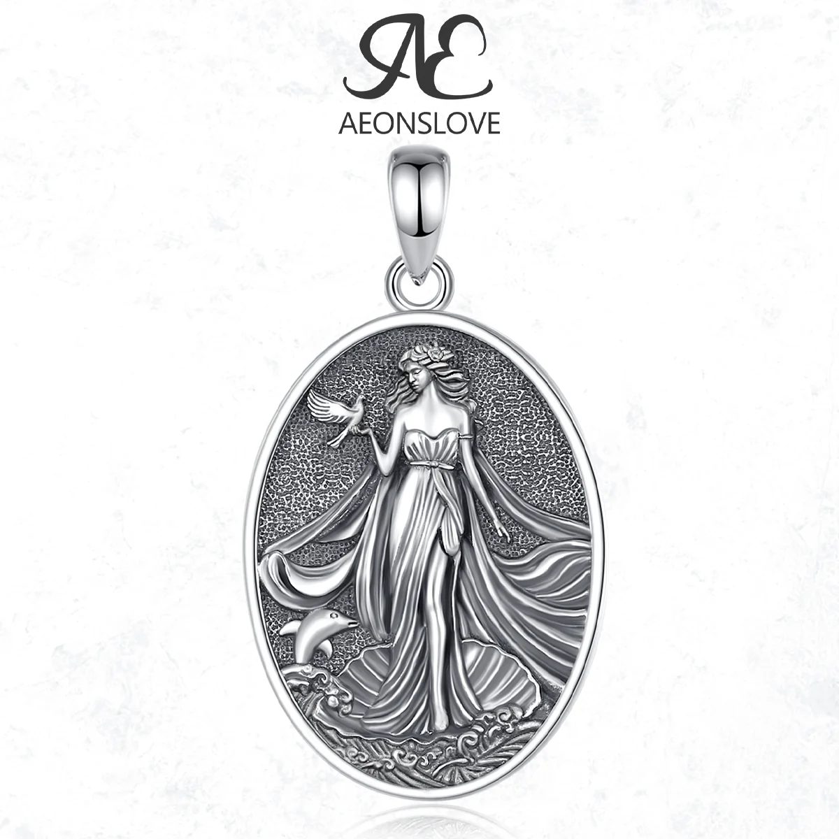 

AEONSLOVE 925 Sterling Silver Aphrodite Pendant Greek Mythology Goddess Choker Necklace Spiritual Jewelry Christmas Gifts Unisex