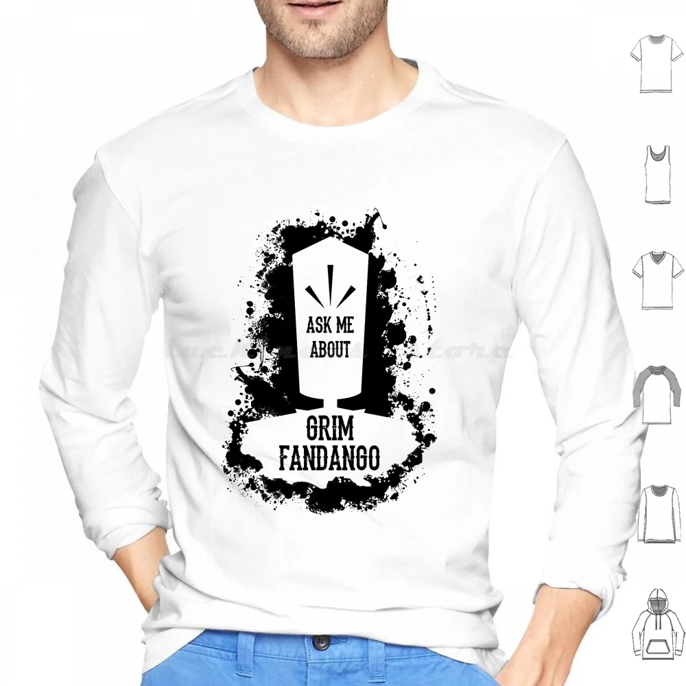 Ask Me About Grim Fandango Hoodies Long Sleeve Ask Me About Grim Fandango Manuel Manny Calavera Skull Skeleton Street