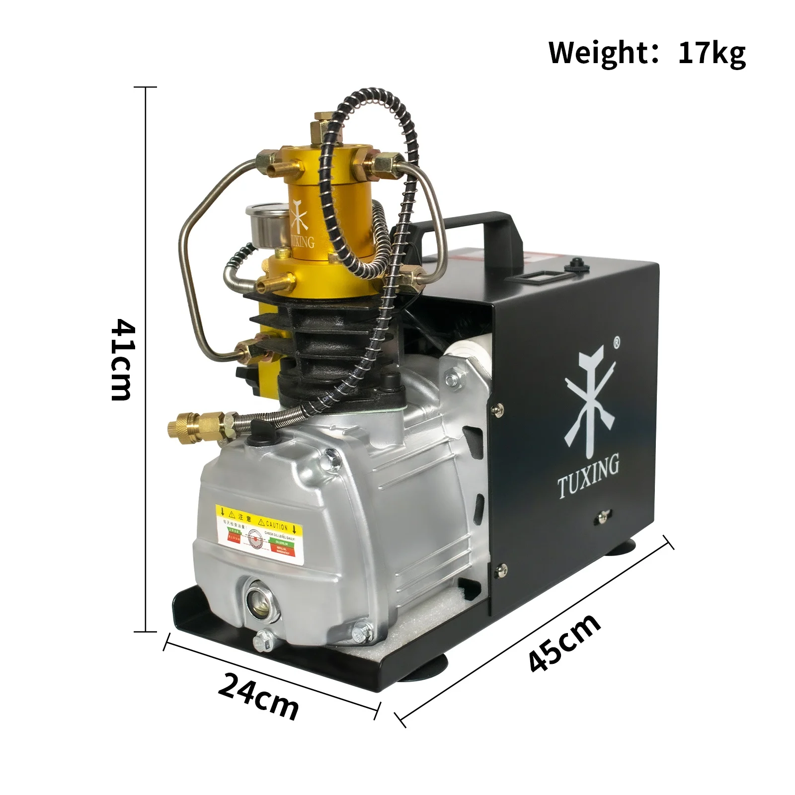 TUXING Manual Stop 4500psi 300bar High Pressure 30mpa PCP Air Compressor for Scuba Diving