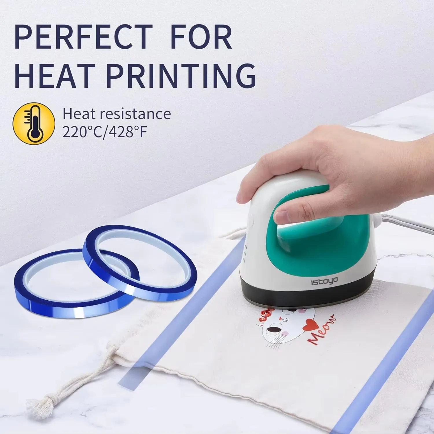 4rolls Blue Heat Tape 10mm X 33m Sublimation Blanks Thermal Tape No Residue Heat Transfer Heat Press Adhesive Tape