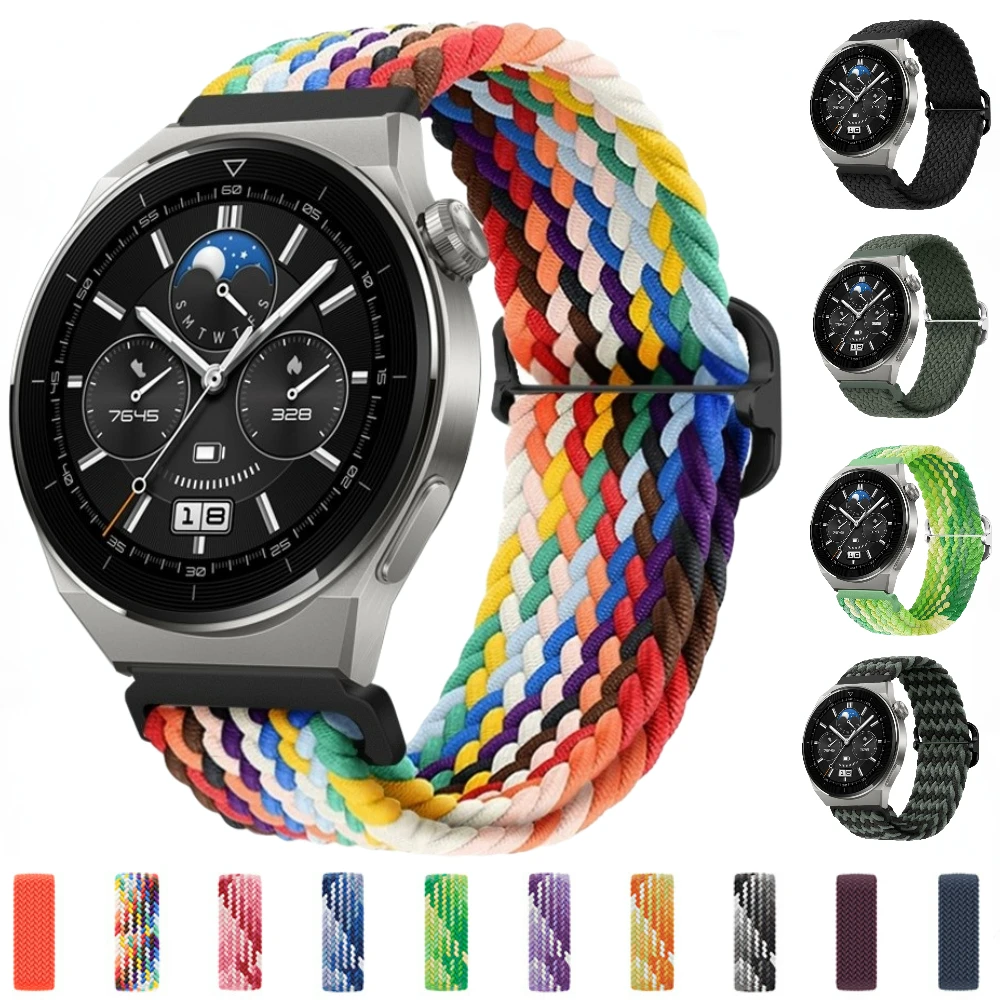 22mm 20mm pleciony pasek do zegarka Huawei 3/4/GT/2/3/Pro 46mm nylonowa pętla bransoletka do Samsung Galaxy Watch 3/4/Classic/5/Pro Band