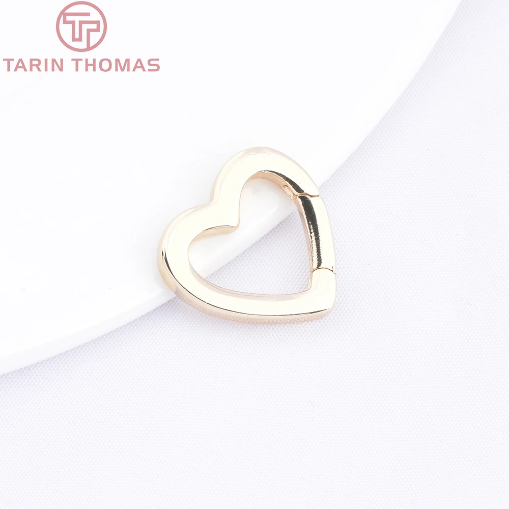 

(10391) 4 шт., 24 К золотого цвета, латунный разъем в форме сердца, брелок с застежкой, высокое качество, аксессуары для изготовления ювелирных изделий своими руками, оптовая продажа