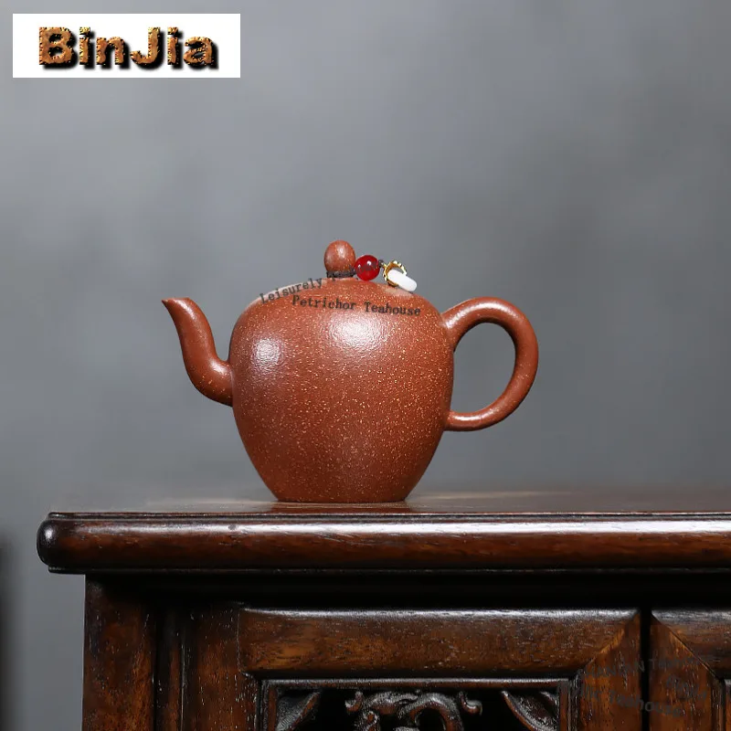 180ml Aesthetic Yixing Purple Clay Teapots Handmade Beauty Shoulder Pot Raw Ore Downhill Coarse Sand Mud Kettle Zisha Tea Set