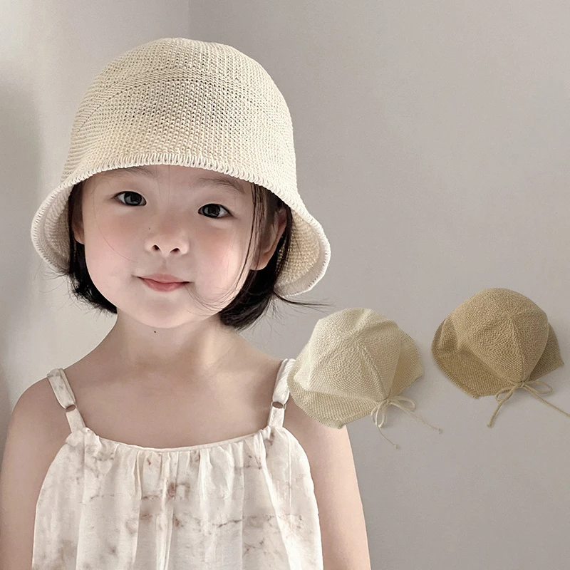 

Lace-up Baby Straw Hat Summer Sun Protection Fisherman Hats 1-7Year Kids Girls Grass Visors Children Outdoor Sunscreen Basin Cap