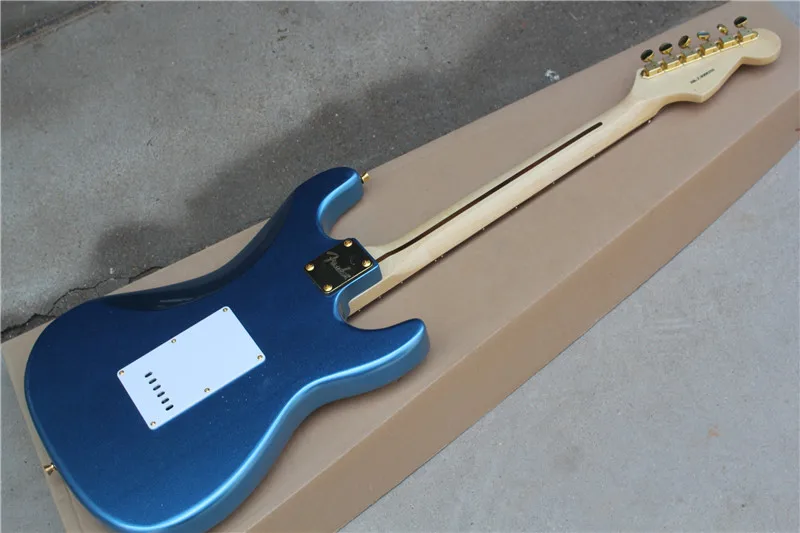 2022 new 6-string left handed electric guitar, metallic blue body, gold hardware, classic triple-single pickup, support customiz