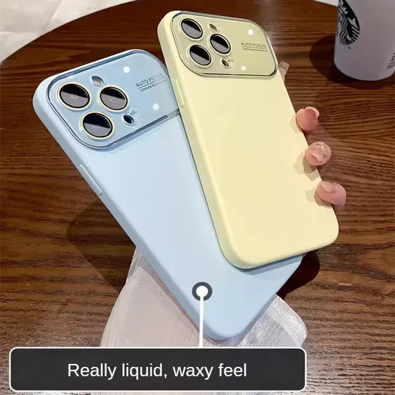 Large window liquid silicone anti-fall dust application iphone14Promax phone case with lens film apple iPhones 13 15