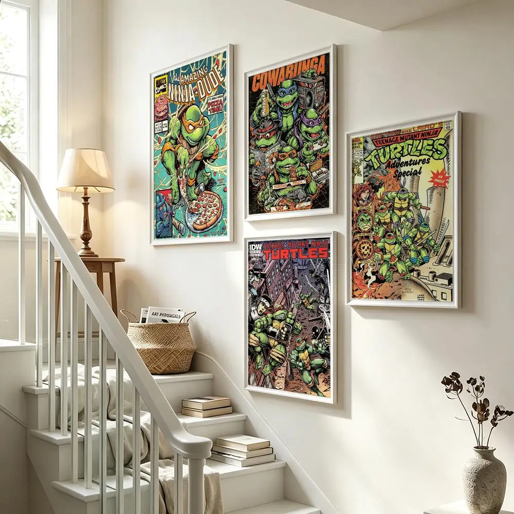 popular Teenage Mutant Ninja Turtles Poster Poster HD Waterproof Self-adhesive Art Print Wall Decor for Bedroom Living Room Gift