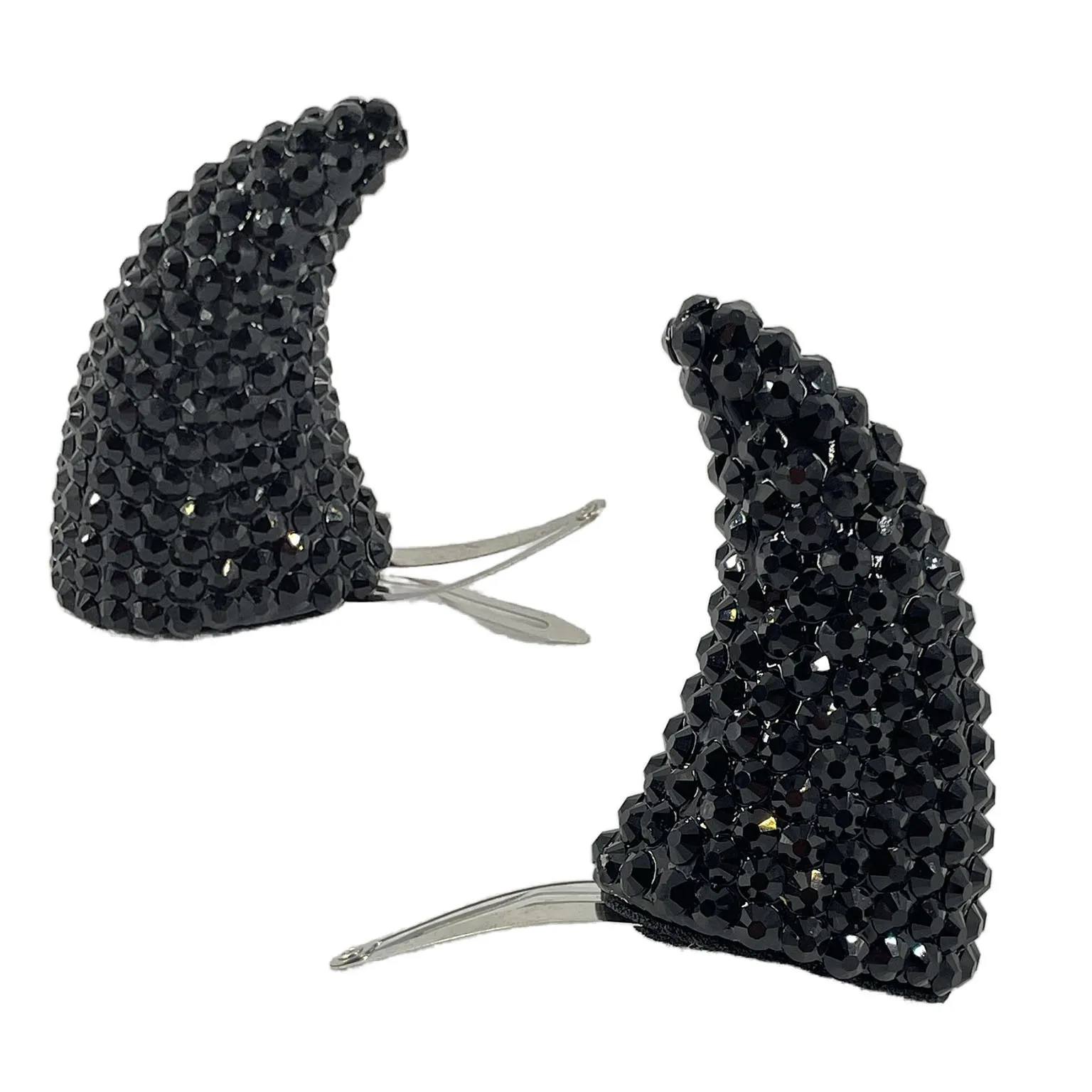 Pinzas para el pelo de cuerno de vaca roja con diamantes, pinzas para el pelo de demonio creativo, accesorios para el cabello de demonio, modelos lindos, tocado de actuación en escenario, fiesta