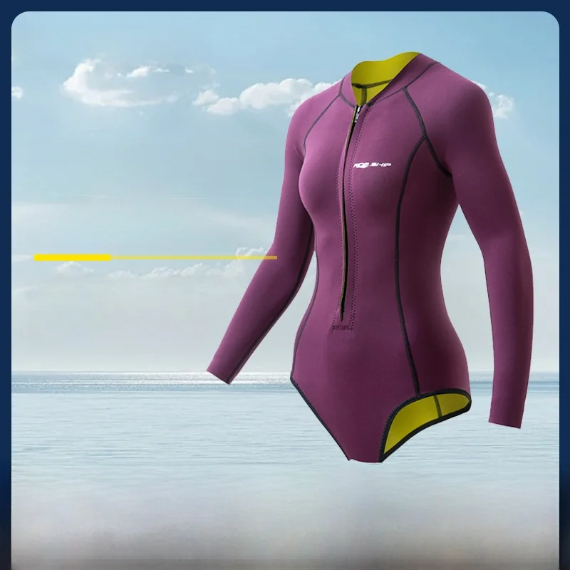 

High-End Ultra-Elastic Dive Suit One-Piece Long Sve Ra Guard Fabric Warm Swimming Suit Snorkeling Sun Protection Qui Dry