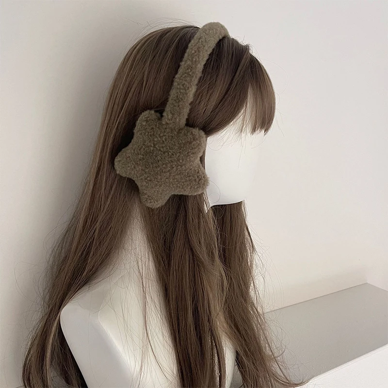 Inverno nova doce menina bonito earmuffs bonito estrelas de pelúcia inverno quente headwear feminino tampões de ouvido proteção contra frio protetores de ouvido
