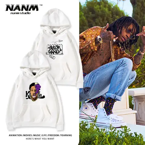 Wiz Khalifa rapper surrounding print men's long-sleeved hooded sweatshirt men and women autumn and winter soft pullover