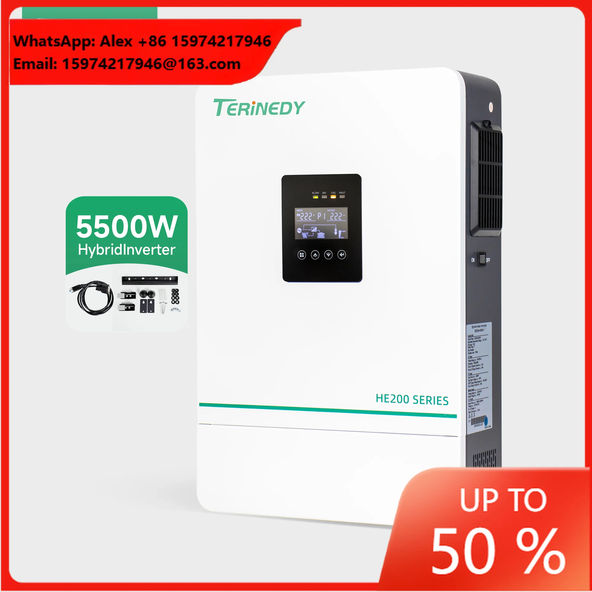4.2-10Kw Hybrid High Frequency Dual Solar Inverter With LCD Display Off-Grid Three Phase String Inverex MPPT Charge Controller