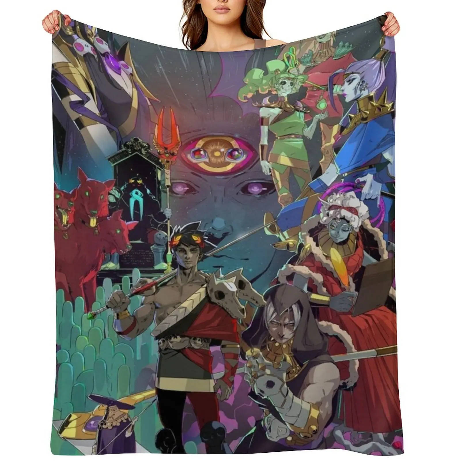 

Hades Game Artwork Poster Throw Blanket Plaid on the sofa Sleeping Bag Kid'S Retros Blankets