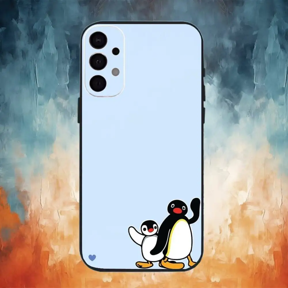 Capa de telefone pinguim pinguim dos desenhos animados para samsung s25, s24, s21, s22, s23, s30, ultra, s20, plus, fe, nota, 10.9,5g capa preta