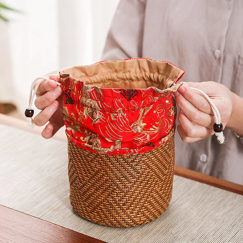 1Pcs Varied Colors Tea Bag for Tea Bowl Cup Chinese Tea Ceremony Cloth Portable Bag for Travel Tea Canister Cover Portable