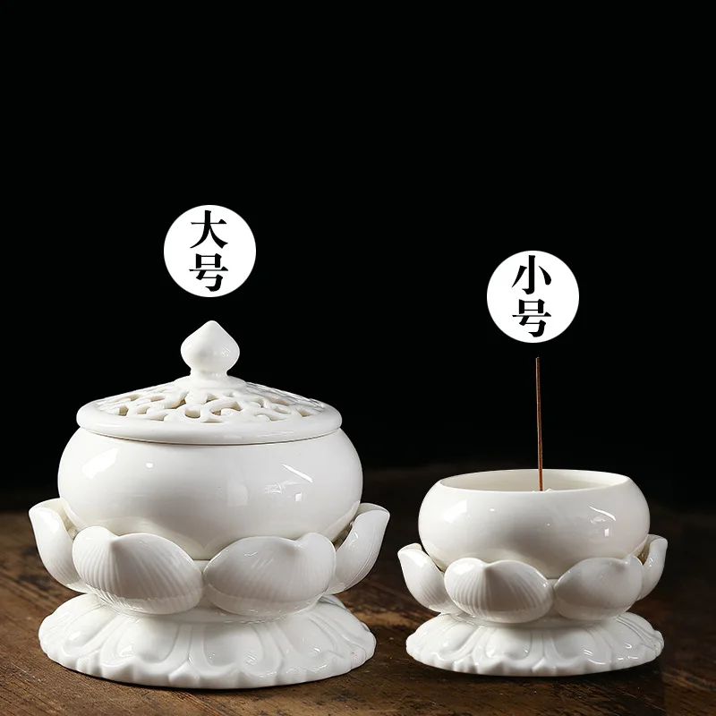 Cz white porcelain three-legged incense burner for buddha ornaments indoor ceramic plate incense burner