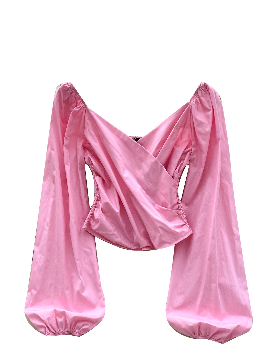 Ele One-Soulder Bubble-Slee Top Damen Cross-Ne Leicht Herbst Faionable Atmungsaktive Polyesterfaser Lange S...