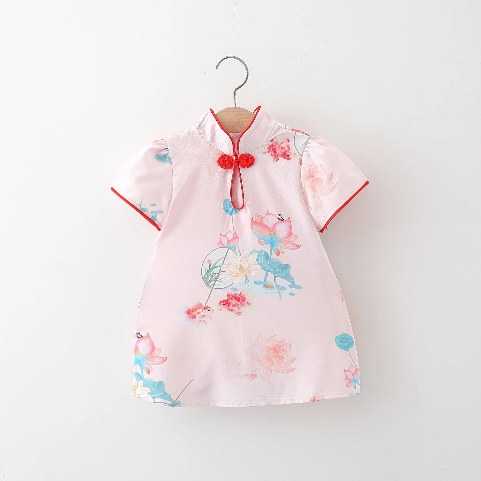 Baby Girl Dress Summer Fan Lotus Flower Girl, Chinese Style Dress Children'S Cheongsam Dress