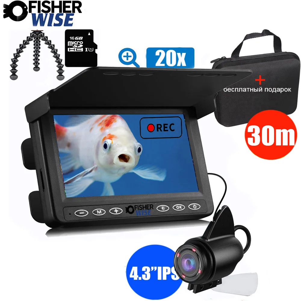 Peixe Finder Kit Camera para Pesca Subaquática, ZOOM Vídeo, 4.3 ", Plus 7504X