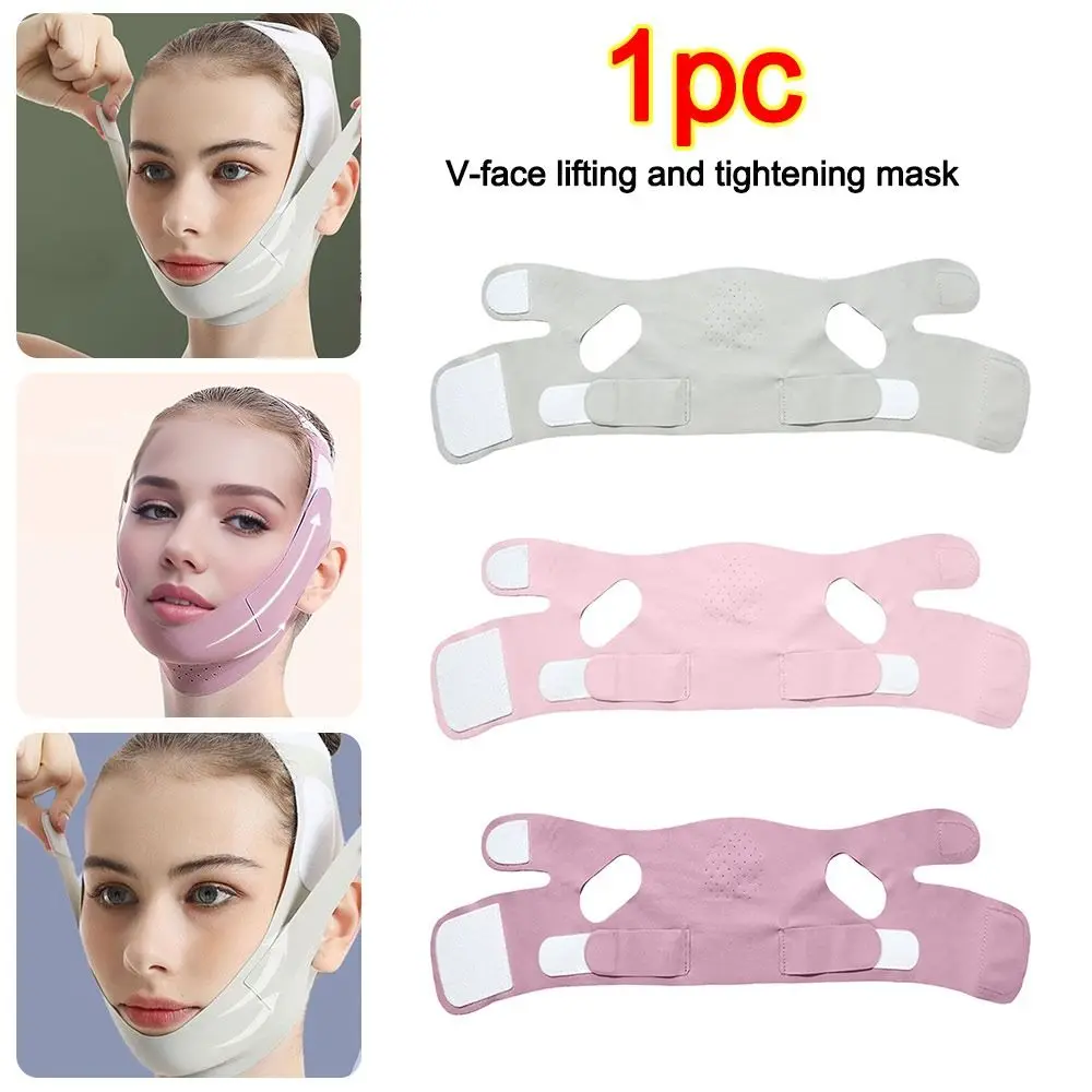 Portable Adjustable Face Lifting Belt Breathable Resuable Face Lift Band Cooling V Shaped Chin Up Mask for Women