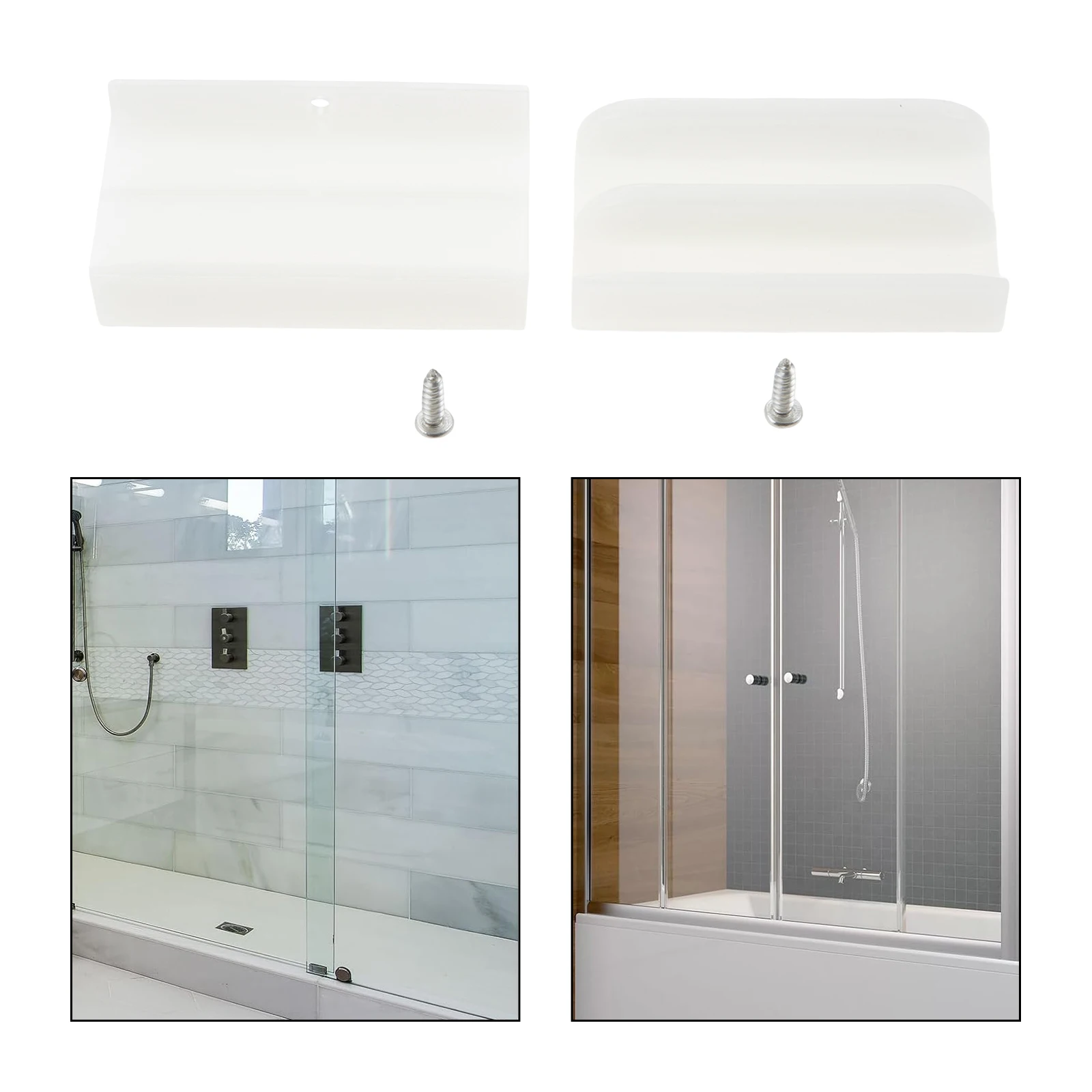 2pcs Sliding Shower Door Bottom Guide for 7/16 Inch Thick Glass with Screws Glass Shower Doors Plastic Track Rail Track Grooves