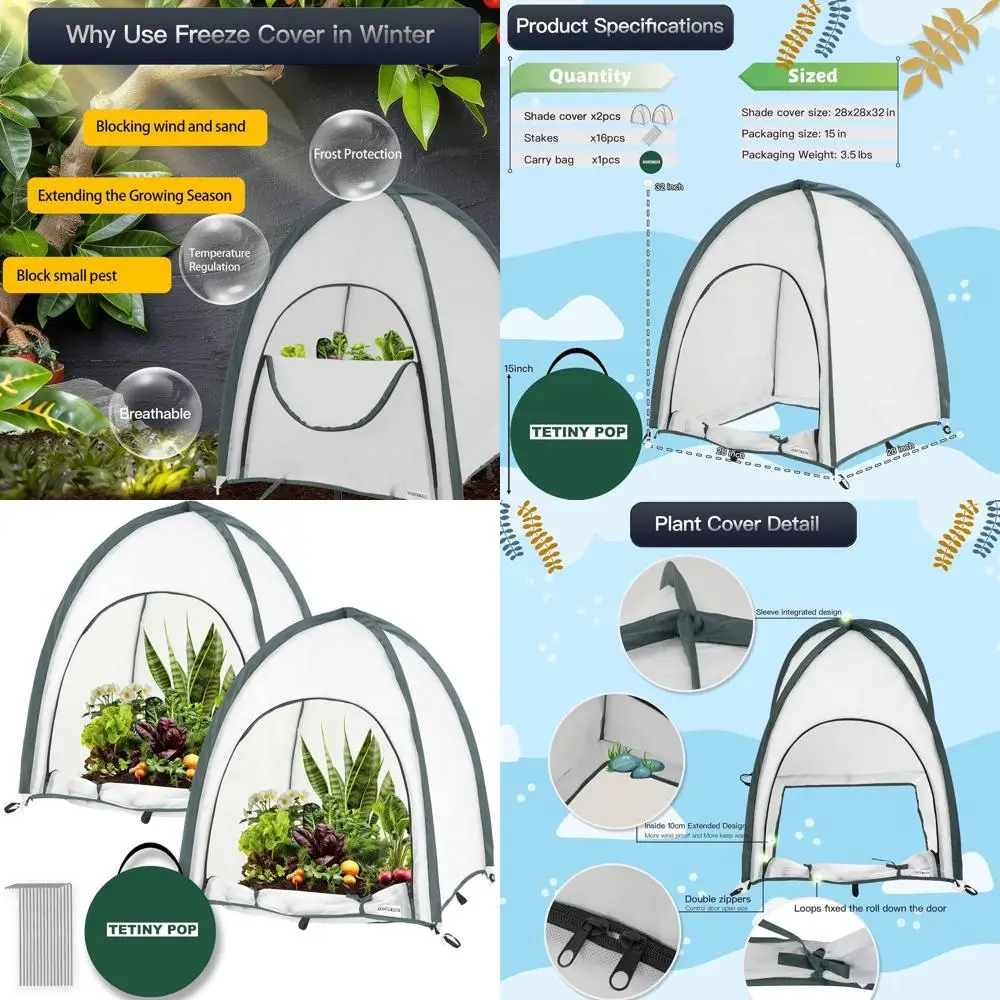 

Compact Portable Garden Covers for Winter Protection against Frost and Snow