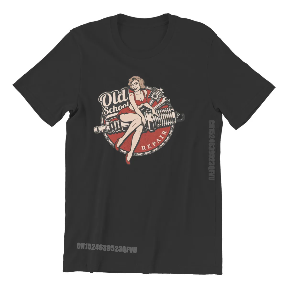 

Hot Rod Retro Rockabilly Old School Tshirts For Men Pin Up Girl Model Pop Art Camisetas Novelty Men T Shirts Homme Print Loose
