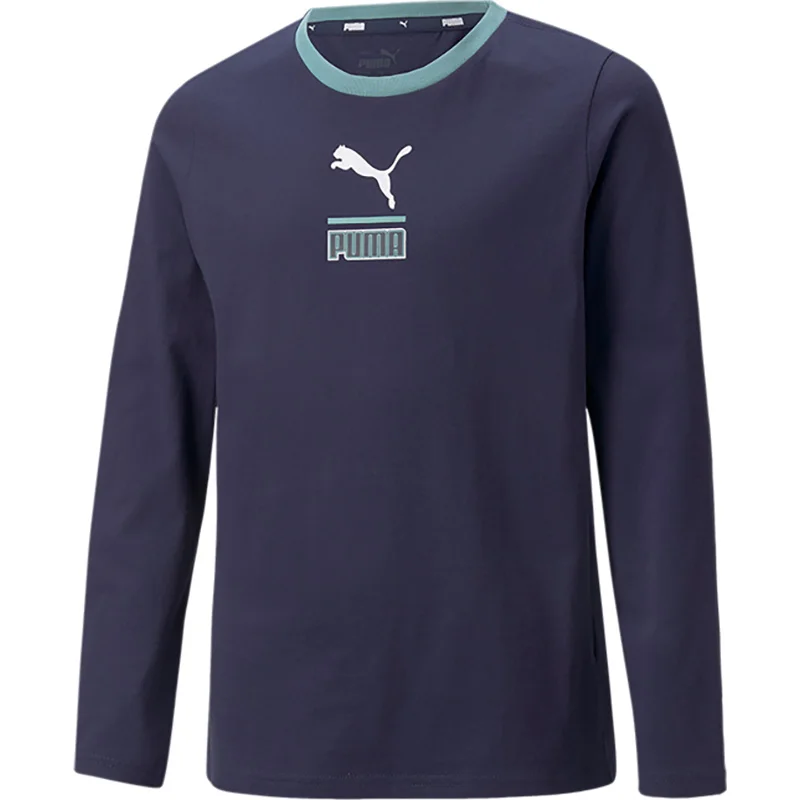 سترة رياضية بقلنسوة رياضية أصلية جديدة للأطفال من Puma برقبة دائرية 848076-06