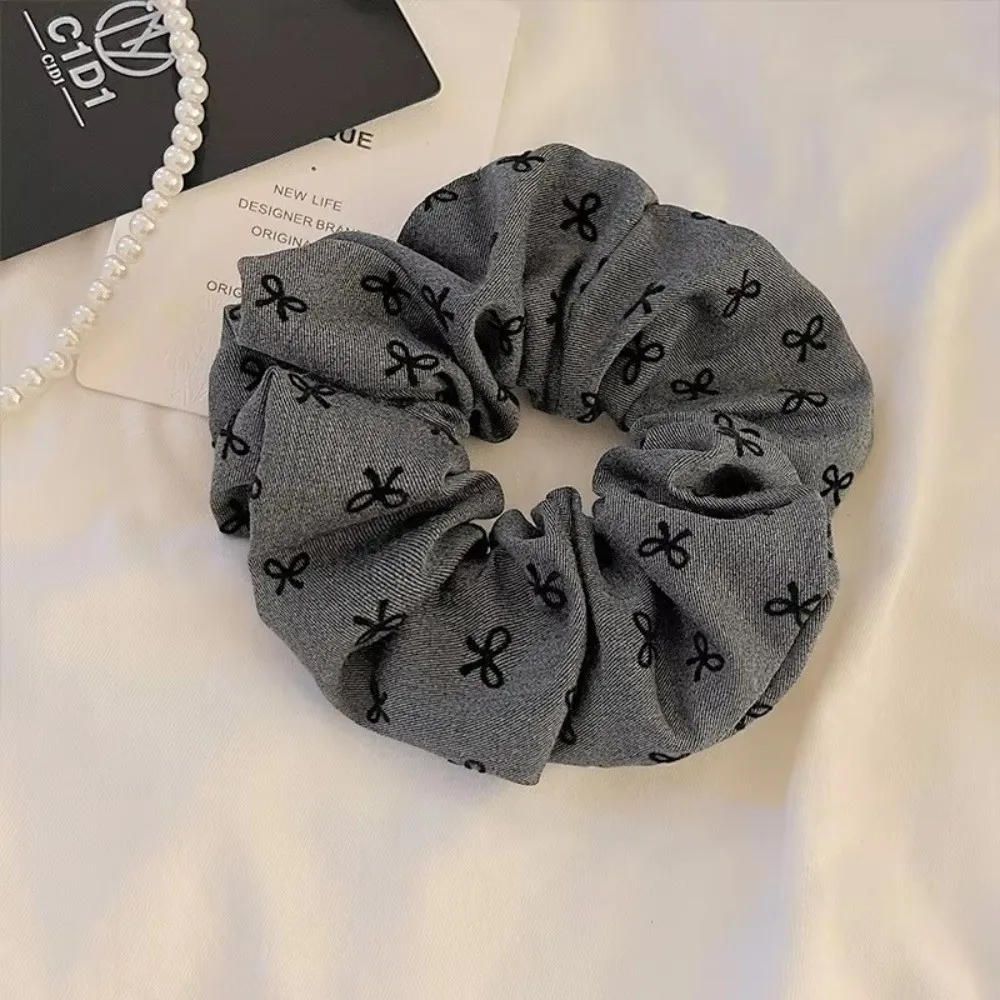 

Cute Cotton Elastic Hair Rubber Band Big Size Bow Dot Pattern Ponytail Holder Headwear Satin Material Hair Rope Women Girls Use