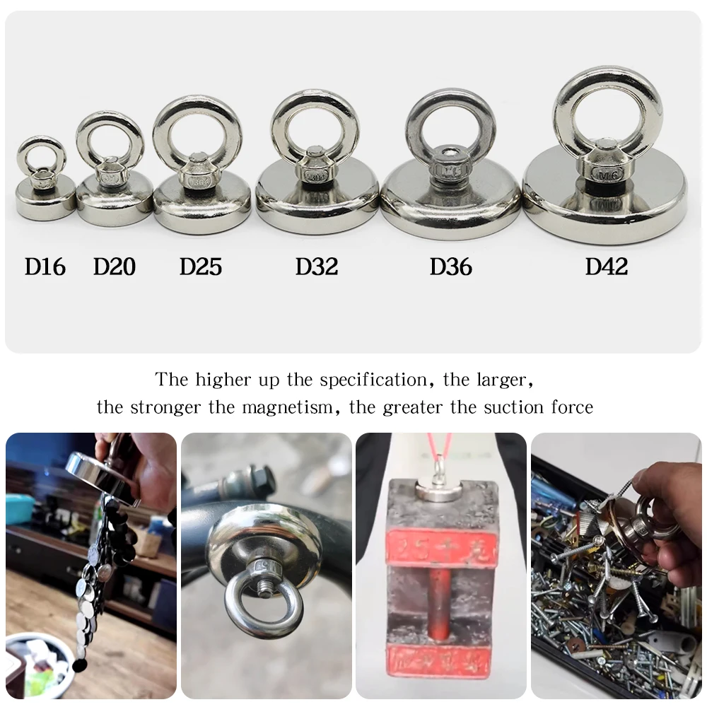 الثقيلة البحث مغناطيس قوي النيوديميوم المغناطيس إنقاذ المغناطيس أعماق البحار الصيد مغناطيس تصاعد مع حلقة ييبولت