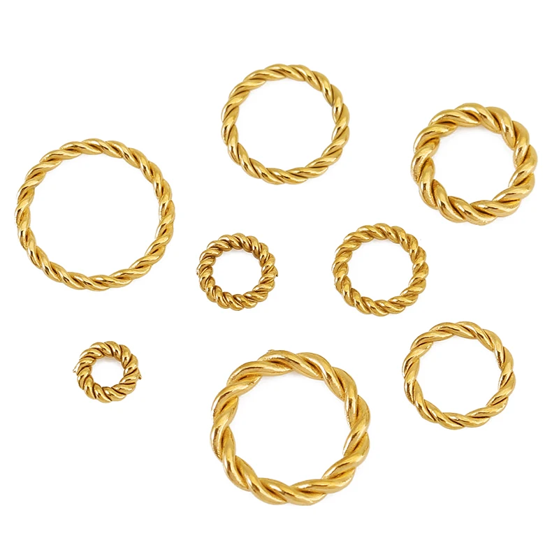 50pcs 4/5/6/7/8/10 mm Stainless Steel Thick Twist Rope Circle Closed Jump Rings Connector DIY Necklace Bracelet Jewelry Material