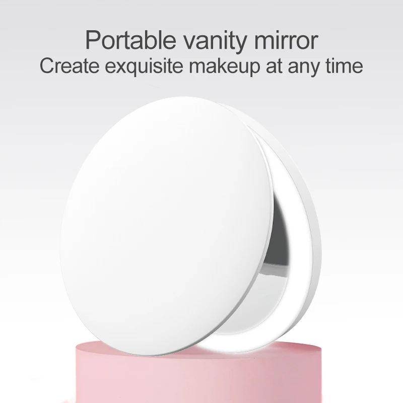 

Portable Mirror Manufacturer Cosmetic Mirror Usb Led Vanity Magnify Round Hand Held Makeup Mirror with Led Light