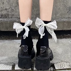 Japanese JK Girls Cute Gauze Bow Velvet Soft Socks Designer Lolita Anime Kawaii Vintage Short Ankle Socks for Woman Harajuku Y2k