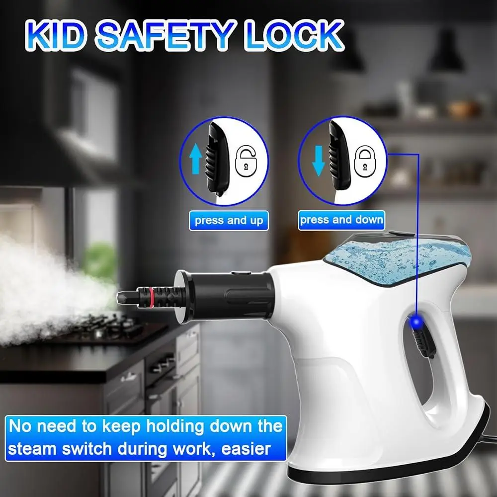 휴대용 스팀 청소기 휴대용 빠른 가열 시각화 된 물 탱크 9 액세서리 안전 가정용 그라우트 청소