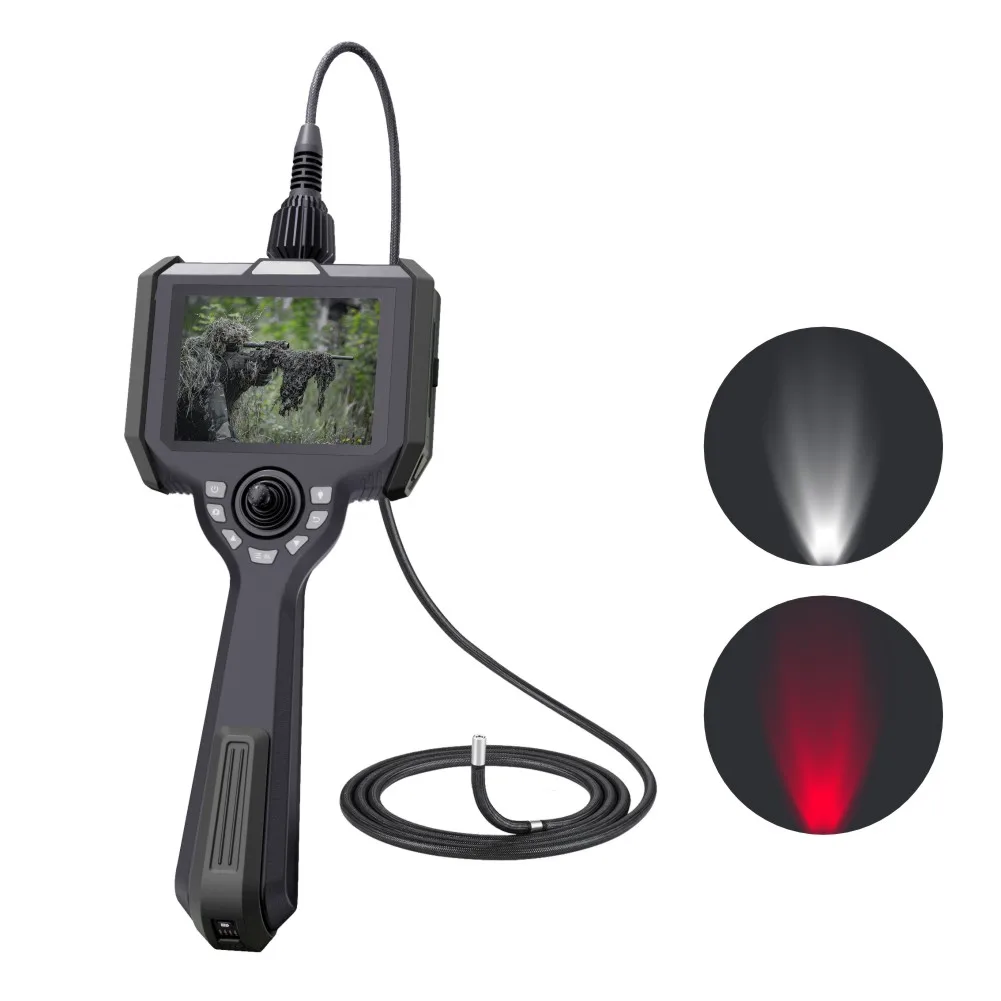 360° Steering Industrial Inf rared E ndoscope C amera 5'' IP67 Waterproof HD Mini 6mm Ca mera with SD Card Wide Angle Analog