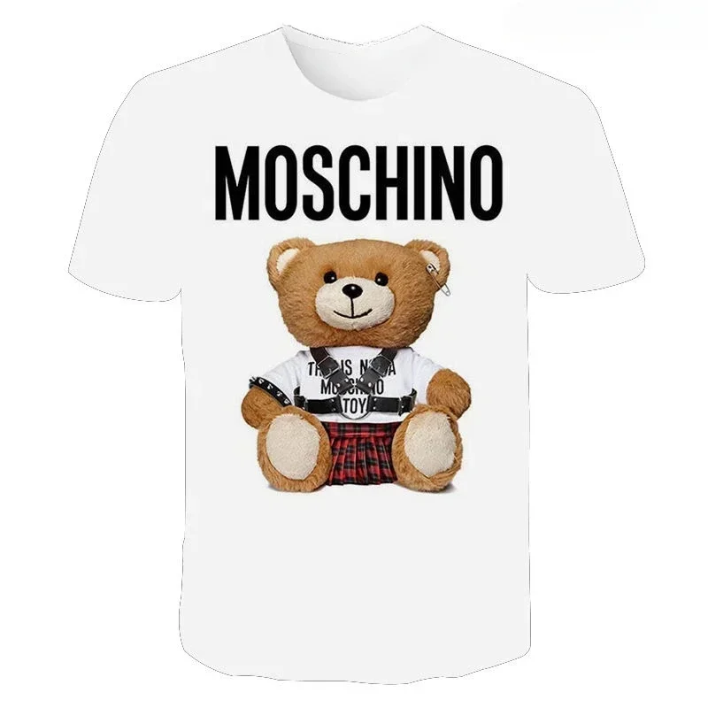 2025 New Summer Moschino Couple T Shirt Men Fashion Streetwear Women Printed Children T-Shirts Cool Tee